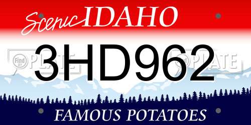 3HD962 Idaho License Plate