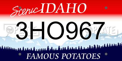 3HO967 Idaho License Plate