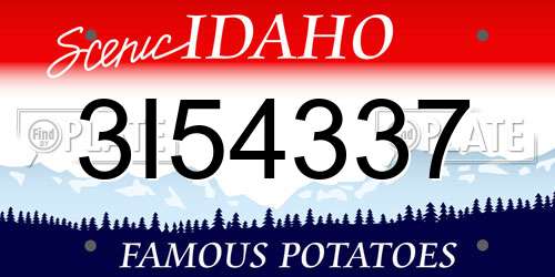 3I54337 Idaho License Plate
