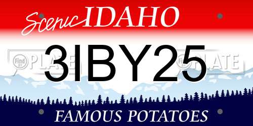 3IBY25 Idaho License Plate