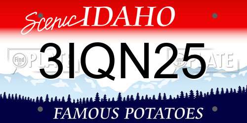 3IQN25 Idaho License Plate