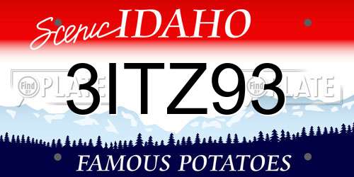 3ITZ93 Idaho License Plate