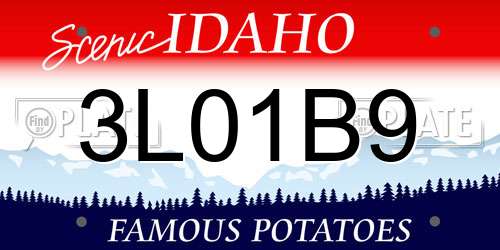 3L01B9 Idaho License Plate