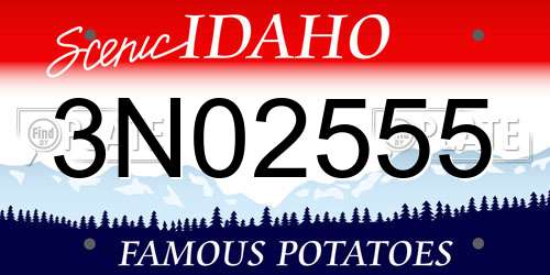 3N02555 Idaho License Plate