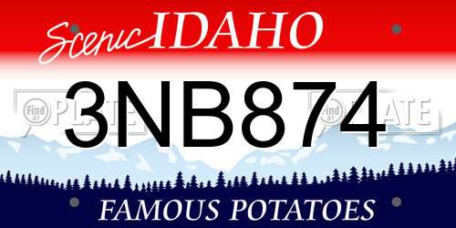 3NB874 Idaho License Plate