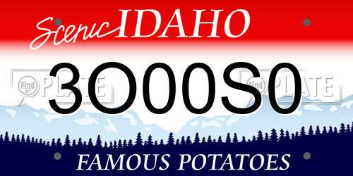 3O00S0 Idaho License Plate