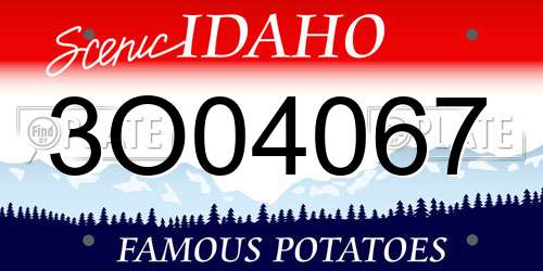 3O04067 Idaho License Plate