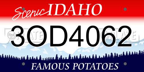 3OD4062 Idaho License Plate