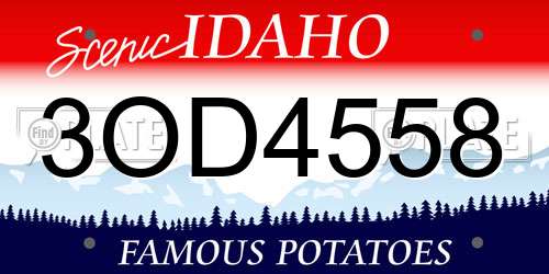 3OD4558 Idaho License Plate