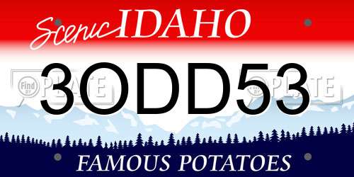 3ODD53 Idaho License Plate