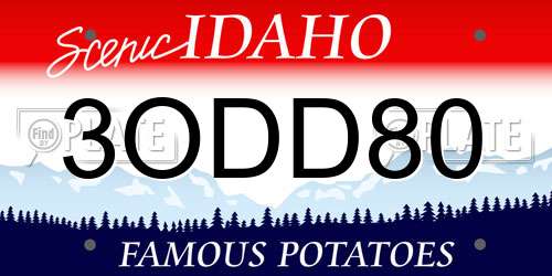 3ODD80 Idaho License Plate
