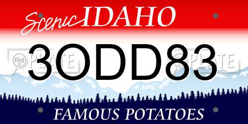 3ODD83 Idaho License Plate