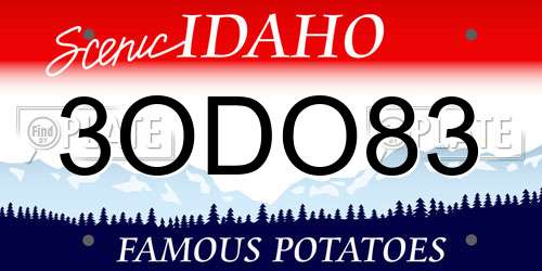 3ODO83 Idaho License Plate
