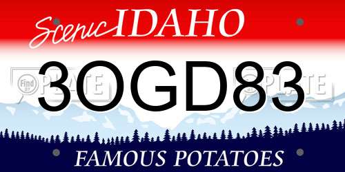 3OGD83 Idaho License Plate