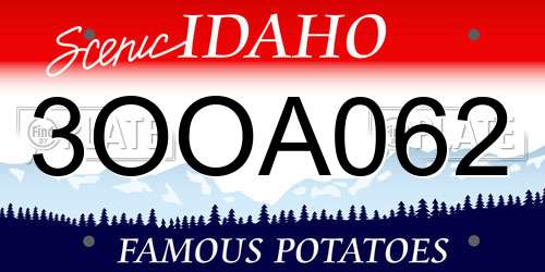 3OOA062 Idaho License Plate