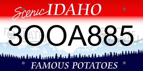 3OOA885 Idaho License Plate