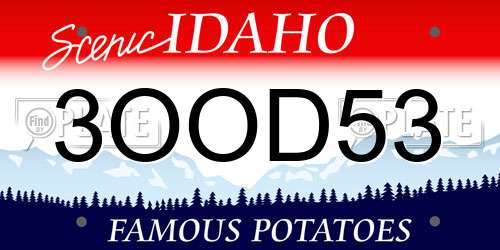 3OOD53 Idaho License Plate