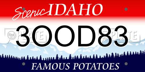 3OOD83 Idaho License Plate