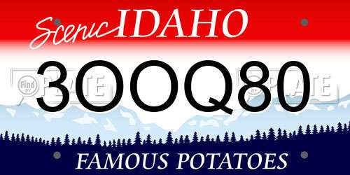 3OOQ80 Idaho License Plate
