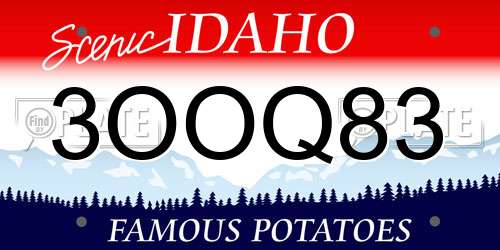 3OOQ83 Idaho License Plate