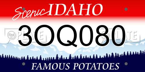 3OQ080 Idaho License Plate