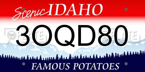 3OQD80 Idaho License Plate