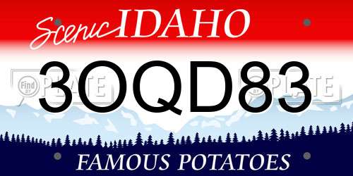 3OQD83 Idaho License Plate