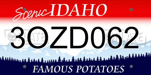 3OZD062 Idaho License Plate