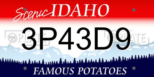 3P43D9 Idaho License Plate