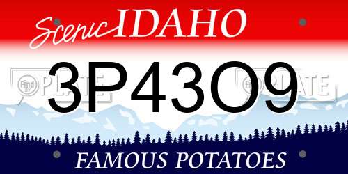 3P43O9 Idaho License Plate