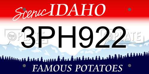 3PH922 Idaho License Plate