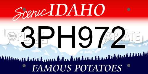 3PH972 Idaho License Plate