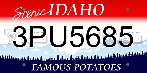 3PU5685 Idaho License Plate