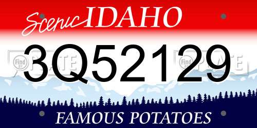 3Q52129 Idaho License Plate