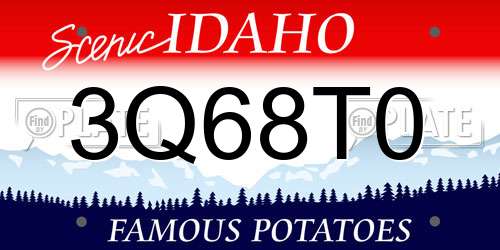 3Q68T0 Idaho License Plate