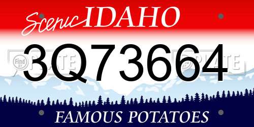 3Q73664 Idaho License Plate