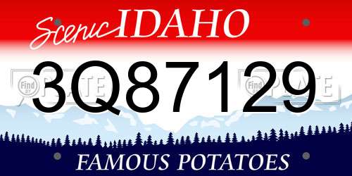 3Q87129 Idaho License Plate