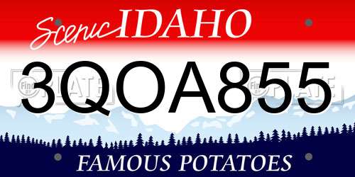 3QOA855 Idaho License Plate