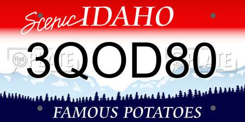 3QOD80 Idaho License Plate