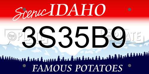 3S35B9 Idaho License Plate