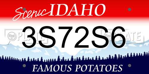 3S72S6 Idaho License Plate