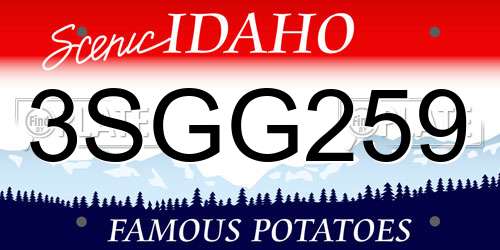 3SGG259 Idaho License Plate
