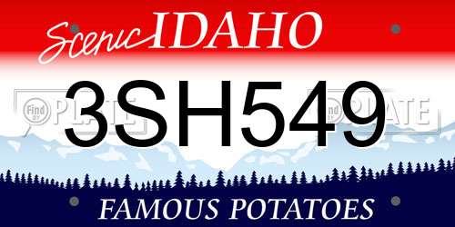 3SH549 Idaho License Plate