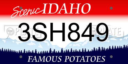 3SH849 Idaho License Plate