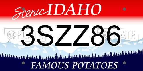 3SZZ86 Idaho License Plate