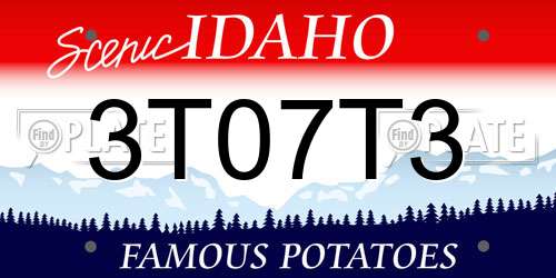 3T07T3 Idaho License Plate
