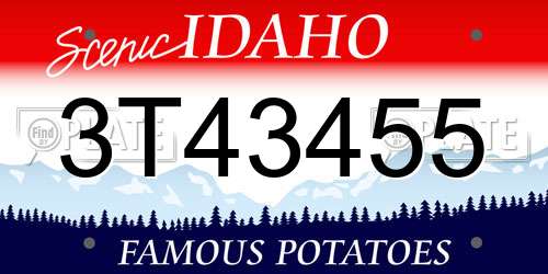 3T43455 Idaho License Plate