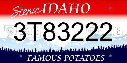 3T83222 Idaho License Plate