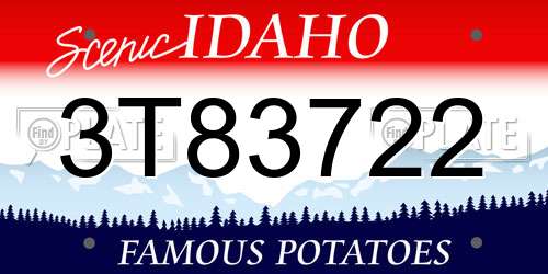 3T83722 Idaho License Plate