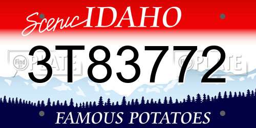 3T83772 Idaho License Plate